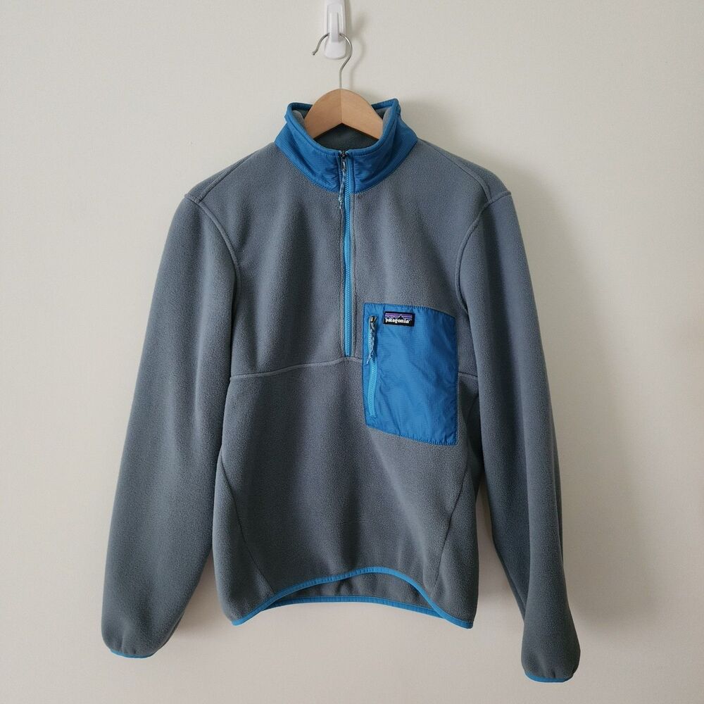 Patagonia Mens Microdini 1/2-Zip Pullover Size XS Plume Grey Blue Fleece Comfi
